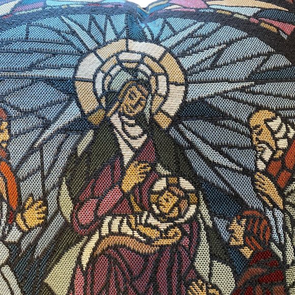 Christmas Holiday Decor Pillow Stained Glass Pattern Nativity Scene Holy Night - Picture 3 of 8